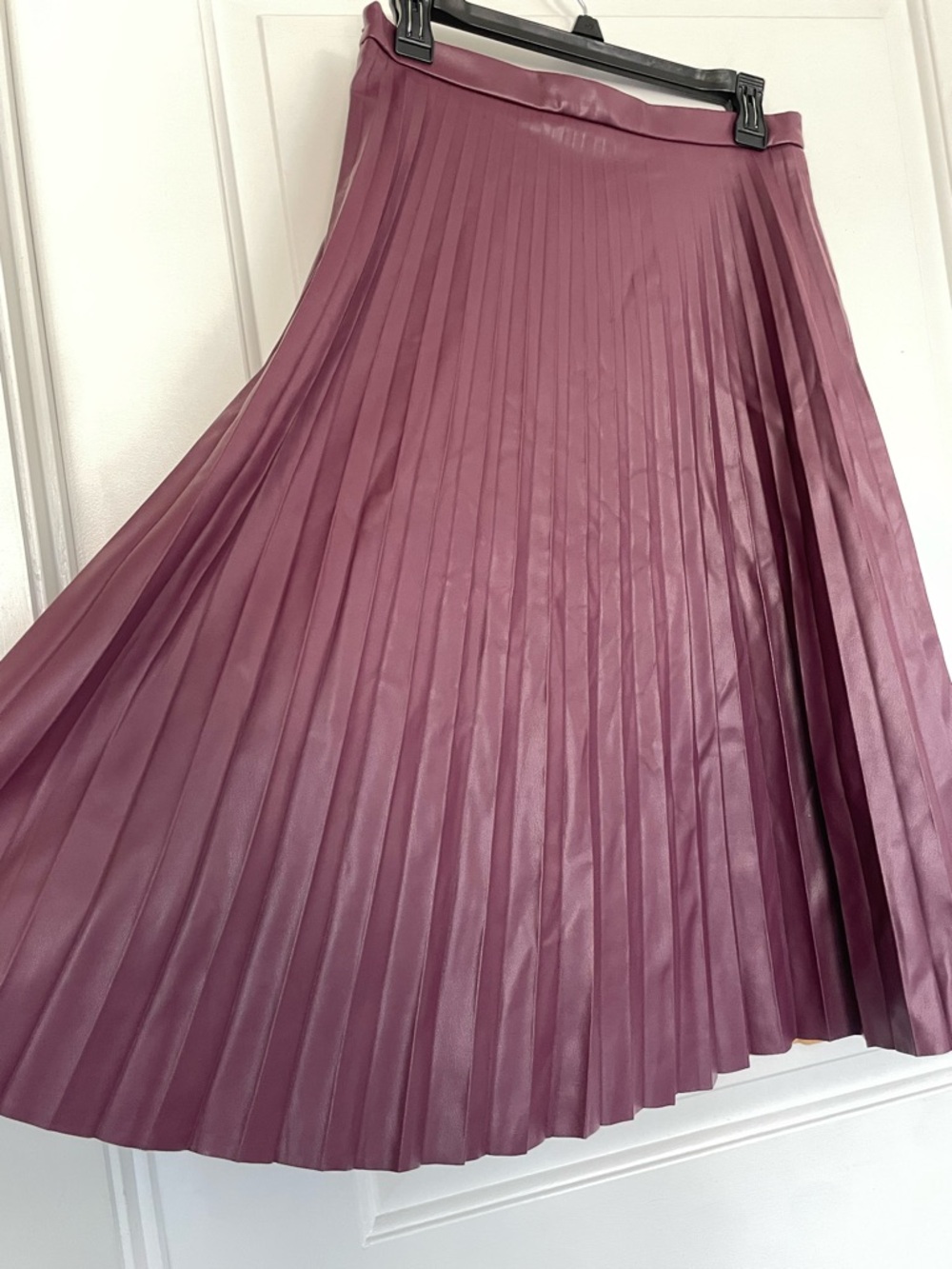 bagatelle NWT Plum Maroon Oxblood Pleated Vegan Leather Midi Skirt Statement